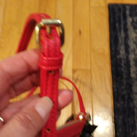 - - Nanette Lepore wild berry faux leather scarf and medallion crossbody - Picture 4 of 8